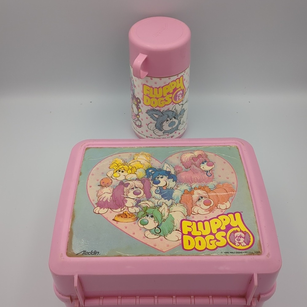 Vintage 1986 Walt Disney Fluppy Dogs Plastic Lunchbox aladdin brand